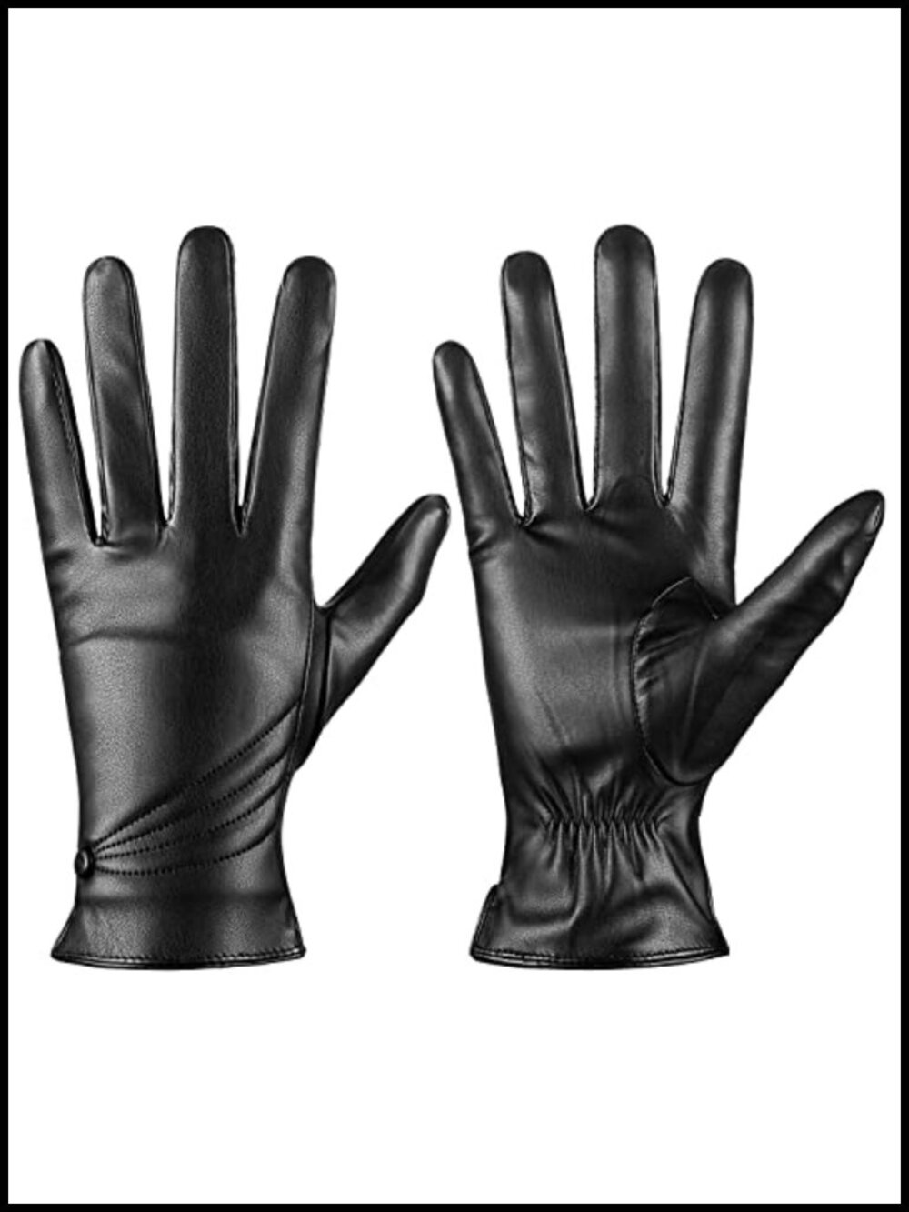 Cashmere Lined PU Leather Winter Gloves Touchscreen Texting Driving Warm